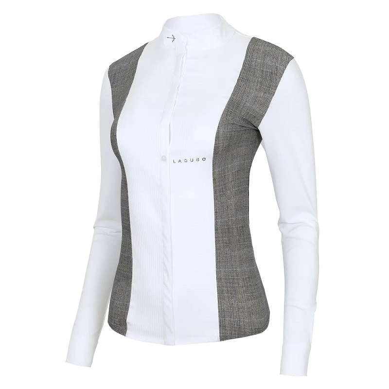 Laguso Janne Dames Wedstrijdshirt Glencheck Grijs 2 Laguso Janne Dames Wedstrijdshirt Glencheck Grijs - Afbeelding 2